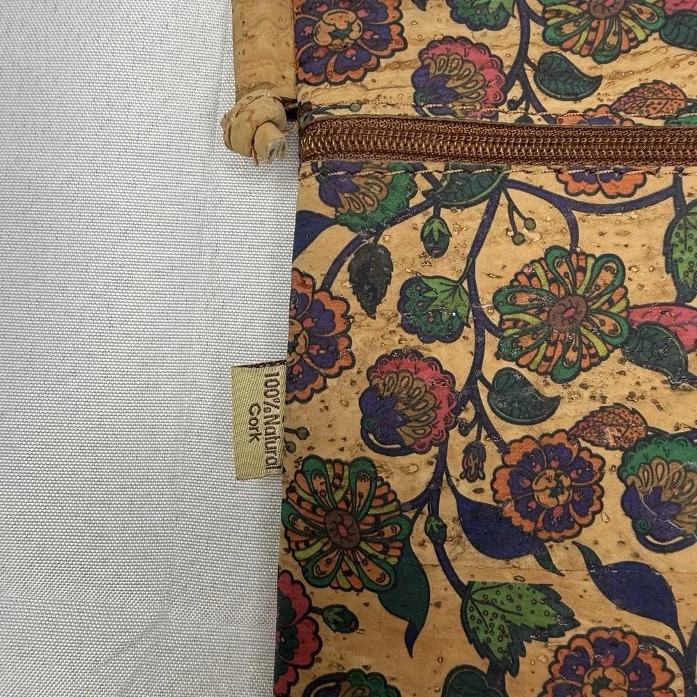 SK Cork Mini Floral Crossbody Purse Flowers Boho Zip Travel Lightweight Festival